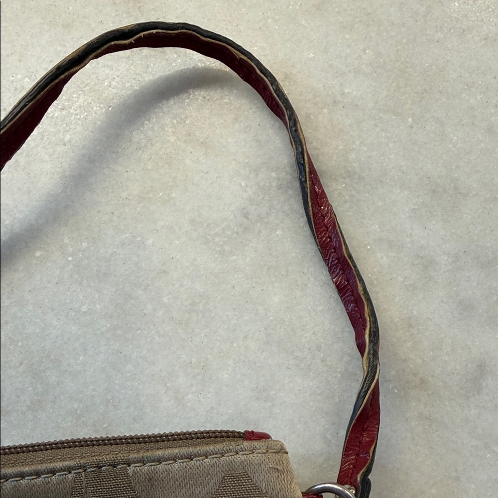 Coach Beige Canvas Wristlet with Red Trim and Patch - Picture 5 of 8
